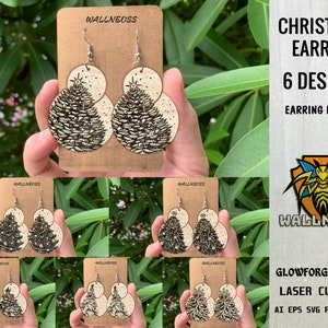 Christmas Tree Earrings svg bundle, Christmas Earring svg, Boho Earring svg, Earrings laser cut file, Glowforge svg files, Instant Download