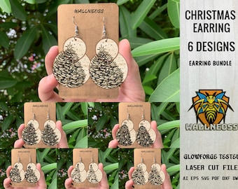 Kerstboom Oorbellen svg bundel, Kerst Oorbel svg, Boho Oorbel svg, Oorbellen laser gesneden bestand, Glowforge svg bestanden, Instant Download