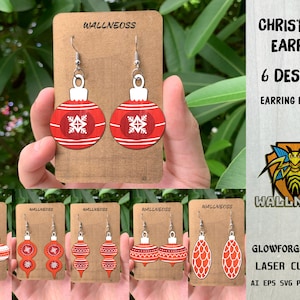 Christmas Ball Earrings svg bundle, Christmas Earring svg, Earring svg, Earrings laser cut file, Glowforge svg files, Instant Download