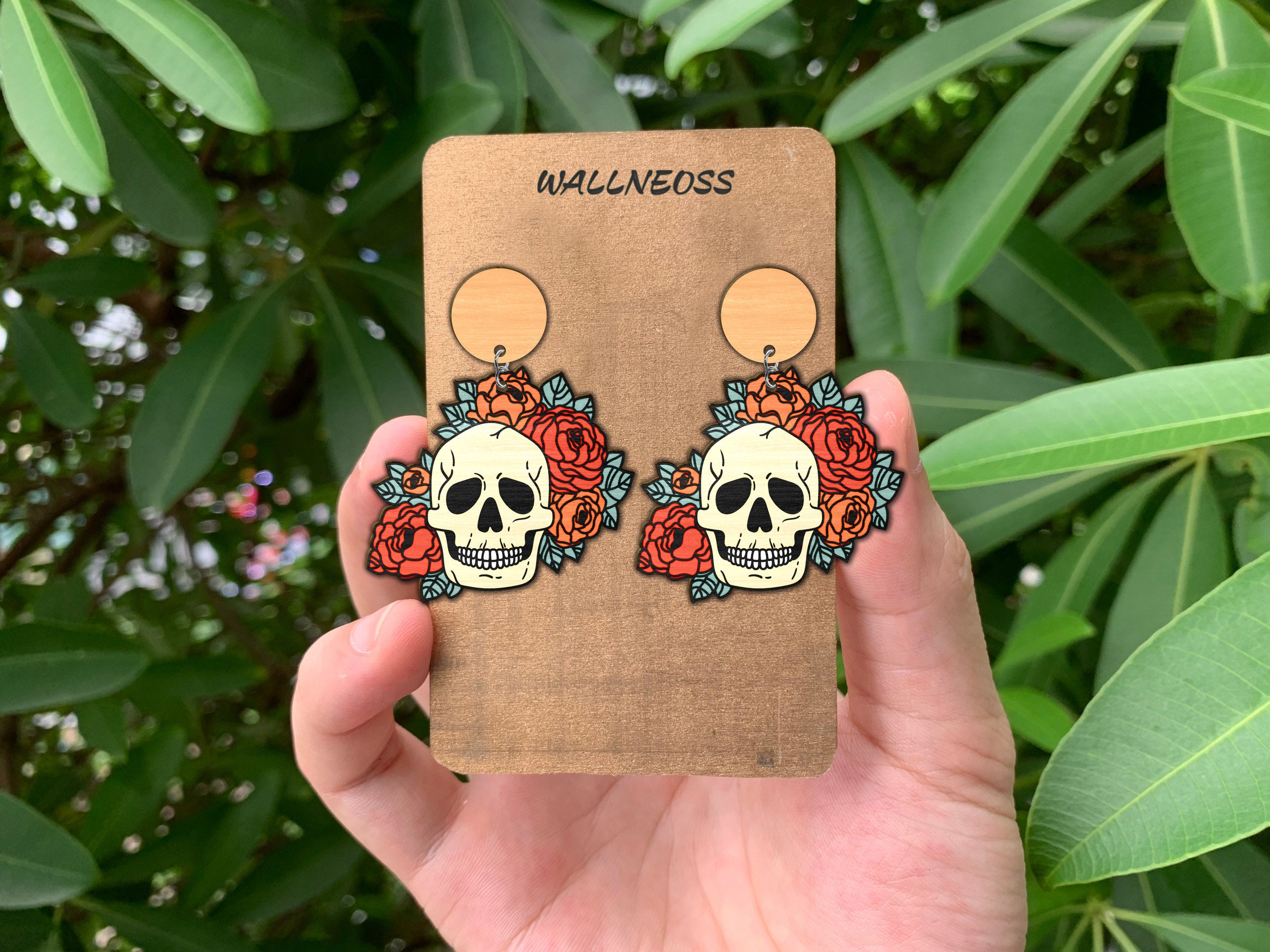 Floral Skull Earring Svg Halloween Earring Svg Floral Etsy