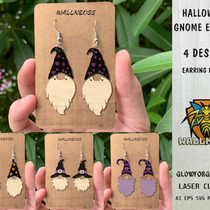 Halloween Gnomes Earrings svg, Halloween Earrings SVG, Earring Template SVG, Earrings laser cut file, Glowforge svg files, Instant Download