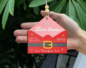 Lettera a Babbo Natale Ornamento svg, Natale Santa Letter svg, Ornamento di Natale svg, Ornamento in legno svg, File tagliato al laser, File svg Glowforge