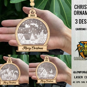 Christmas Snowglobe Ornaments svg bundle, Christmas ornament svg, Wood Ornament Svg, Laser cut file, Glowforge svg files, Instant Download