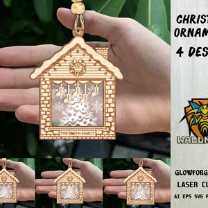 Christmas House Ornaments svg bundle, Christmas ornament svg, Family Ornament Svg, Laser cut file, Glowforge svg files, Instant Download