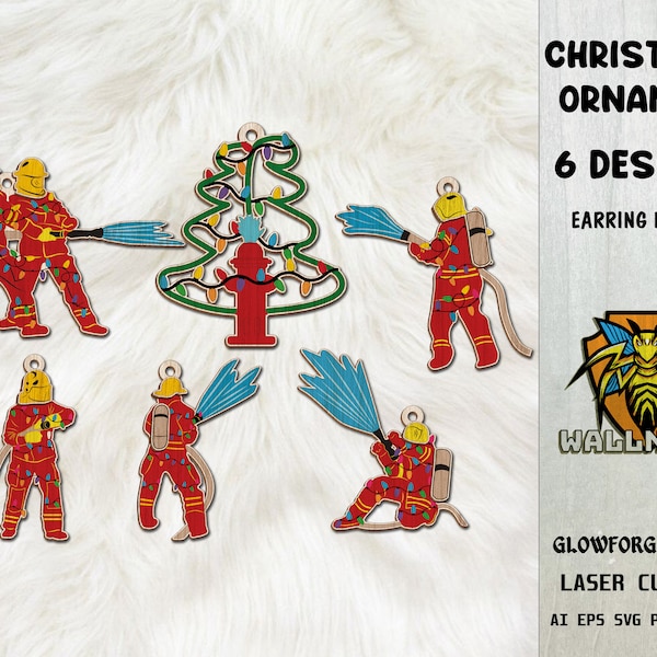 Christmas Firefighter Ornaments Svg, Christmas Ornament svg, Christmas Ornament svg, Laser cut file, Glowforge svg, Sofort Download