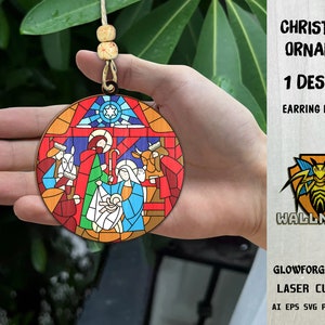 Christmas Scene Ornament svg, Nativity svg, Christmas ornament svg, Wood Ornament Svg, Laser cut file, Glowforge svg files, Instant Download