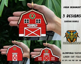 Personalized Farmhouse Ornament svg bundle, Farm ornament svg, Wood Ornament Svg, Laser cut file, Glowforge svg files, Instant Download