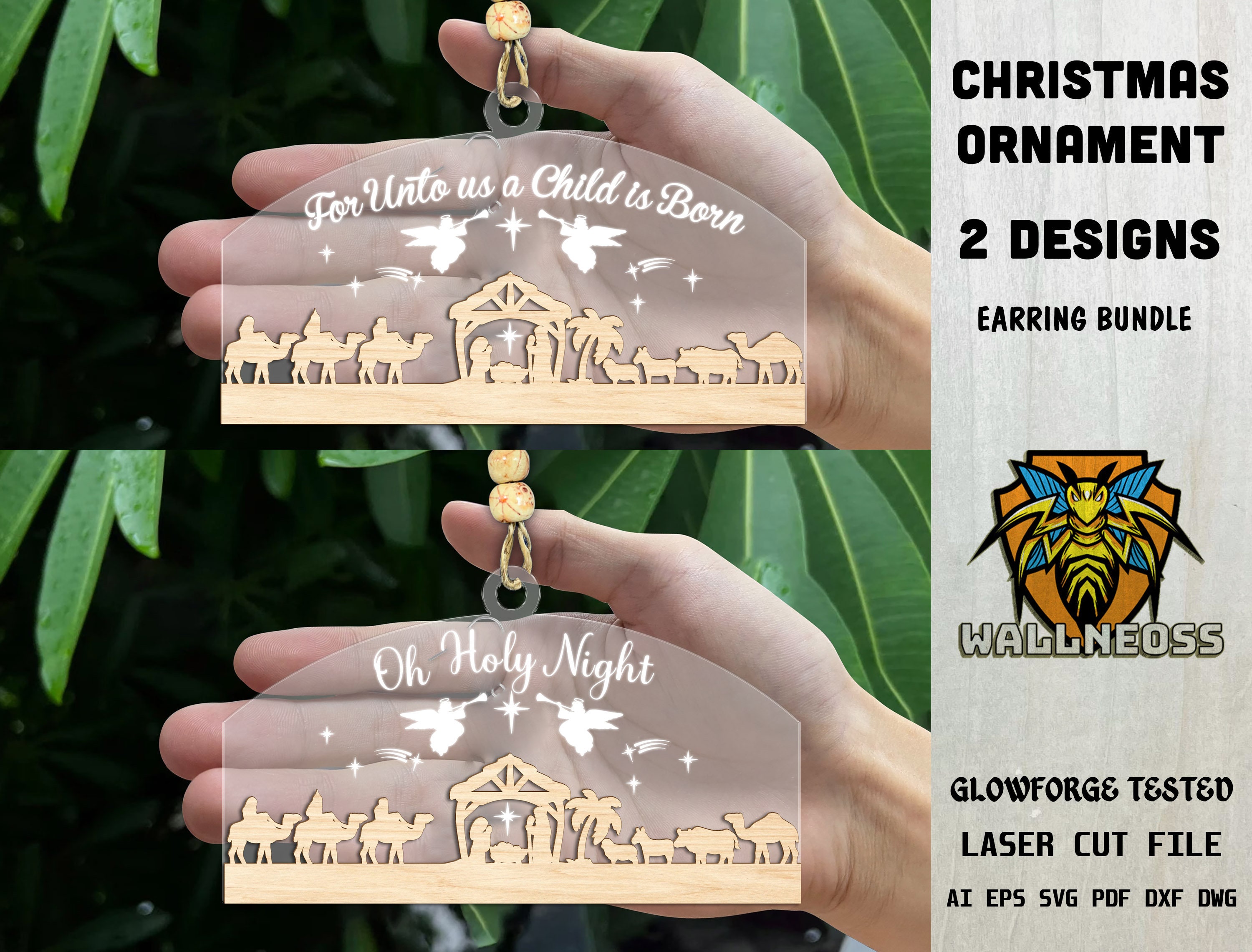 Nativity Ornament SVG Bundle, Christmas ornament svg, Wood Ornament Svg, Laser cut file, Glowforge svg files, Instant Download