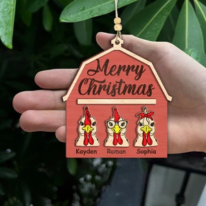 Personalized Chicken Ornament svg, Farm ornament svg, Christmas Ornament Svg, Laser cut file, Glowforge svg files, Instant Download