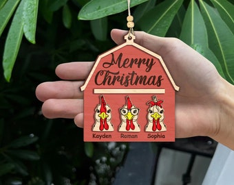 Personalized Chicken Ornament svg, Farm ornament svg, Christmas Ornament Svg, Laser cut file, Glowforge svg files, Instant Download
