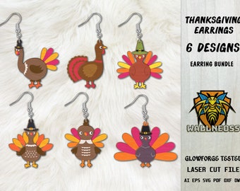 Turkey Earring svg, Fall Earring svg, Thanksgiving svg, Thanksgiving Earring, Earrings laser cut file, Glowforge svg files, Instant Download