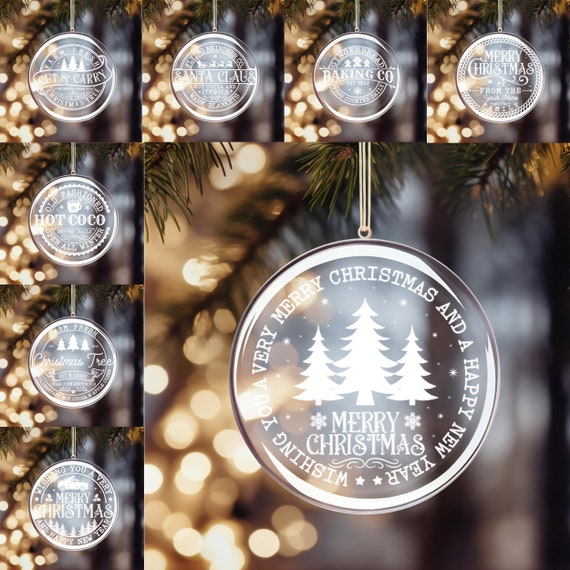Christmas Sign Round Ornaments SVG Bundle, Christmas ornament svg, Acrylic Ornament Svg,Laser cut file,Glowforge svg files,Instant Download