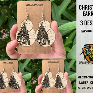 Christmas Tree Earrings svg bundle, Christmas Earring svg, Boho Earring svg, Earrings laser cut file, Glowforge svg files, Instant Download