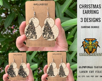 Christmas Tree Earrings svg bundle, Christmas Earring svg, Boho Earring svg, Earrings laser cut file, Glowforge svg files, Instant Download