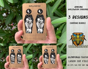 Couple Skeletons Earrings svg, Halloween Earrings svg, Skeleton Lovers SVG, Earrings laser cut file, Glowforge svg files, Instant Download