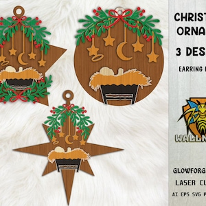 Nativity Ornaments svg bundle, Nativity svg, Christmas ornament svg, Wood Ornament Svg, Laser cut file, Glowforge svg files,Instant Download