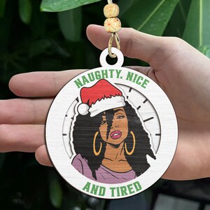 Funny Ornament SVG, Christmas ornament svg, Afro Woman svg, Wood Ornament Svg, Laser cut file, Glowforge svg files, Instant Download