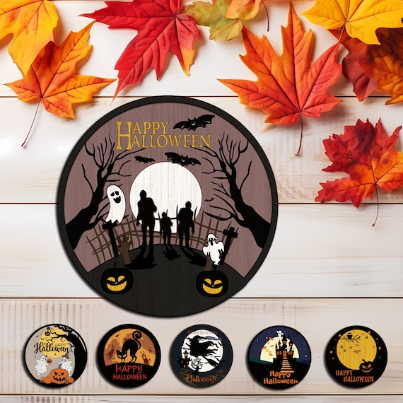 Halloween Door Sign svg Bundle, Welcome Sign svg, Happy Halloween SVG, Door hanger laser file, Glowforge svg files, Instant Download