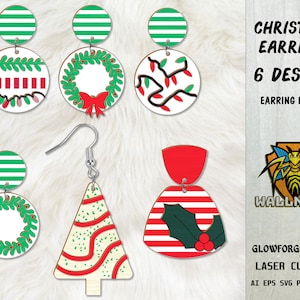 Christmas Boho Earring svg, Christmas Earring svg, Boho Earring svg, Earrings laser cut file, Glowforge svg files, Instant Download