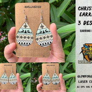 Christmas Earrings svg bundle, Christmas Earring svg, Christmas Pattern svg, Earrings laser cut file, Glowforge svg files, Instant Download