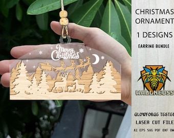 Christmas Scene Ornament svg, Christmas ornament svg, Wood Ornament Svg, Laser cut file, Glowforge svg files, Instant Download