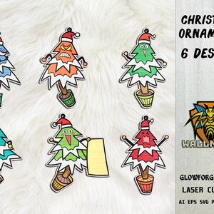 Funny Christmas Tree Ornaments SVG Bundle, Christmas ornament, Funny Tree svg, Wood Ornament Svg, Laser cut file,Glowforge svg files