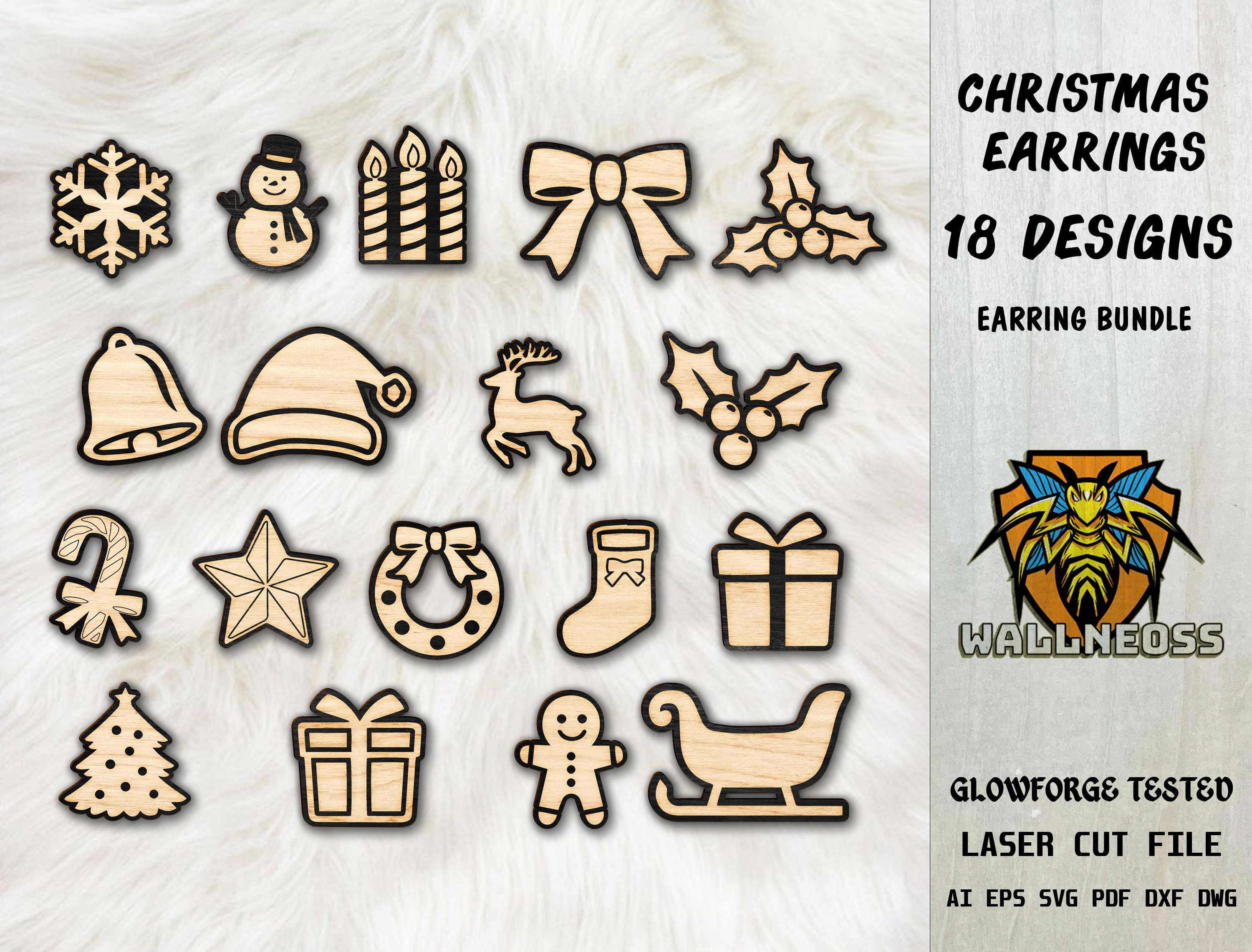 Christmas Stud Earrings SVG Bundle Christmas Set Svg Etsy