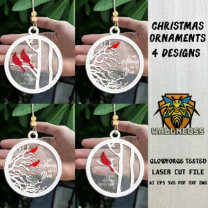 Roter Kardinal Vogel Ornamente SVG, Christmas Memorial svg, Weihnachtsverzierung svg, Holzverzierung, Laser cut Datei, Glowforge svg-Dateien