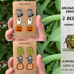 Boo Earrings svg, Halloween Earrings svg, Pumpkin svg, Cute Ghost svg, Earrings laser cut file, Glowforge svg files, Instant Download