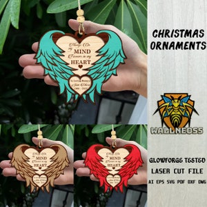 Angel Wings Memorial Ornament SVG Bundle, Memorial Ornament svg,Christmas Ornament svg,Wood Ornament svg,Laser cut files,Glowforge svg files