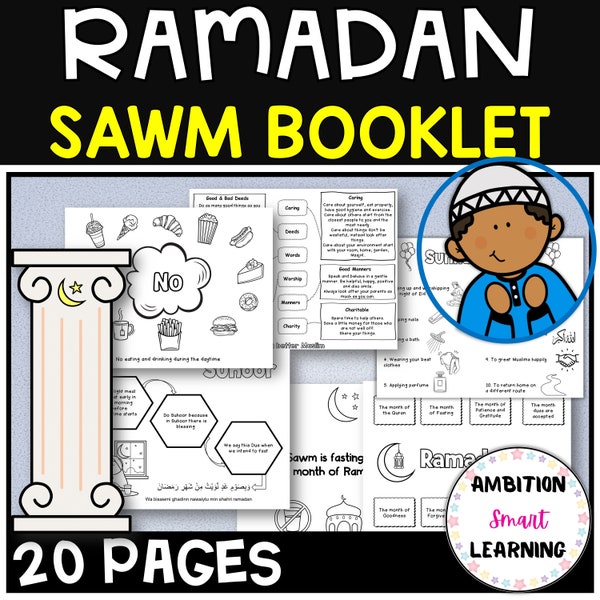 Sawm Fasting in The Month of Ramadan, The Fourth Pillar of Islam, Islamic Activity Booklet, Learn About Islam, Ramadan Printable