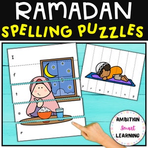 Ramadan-Aktivitäten Rechtschreibpuzzles, Islamische Hausschulaktivität, Matching-Puzzle-Aktivität, Ramadan-Bildung, Islamischer Monat, Islam lernen