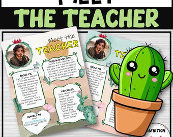 Meet the Teacher Templates EDITABLE, Cactus Theme, Back To School, Teacher Classroom,  Teacher Letter, Classroom Decor