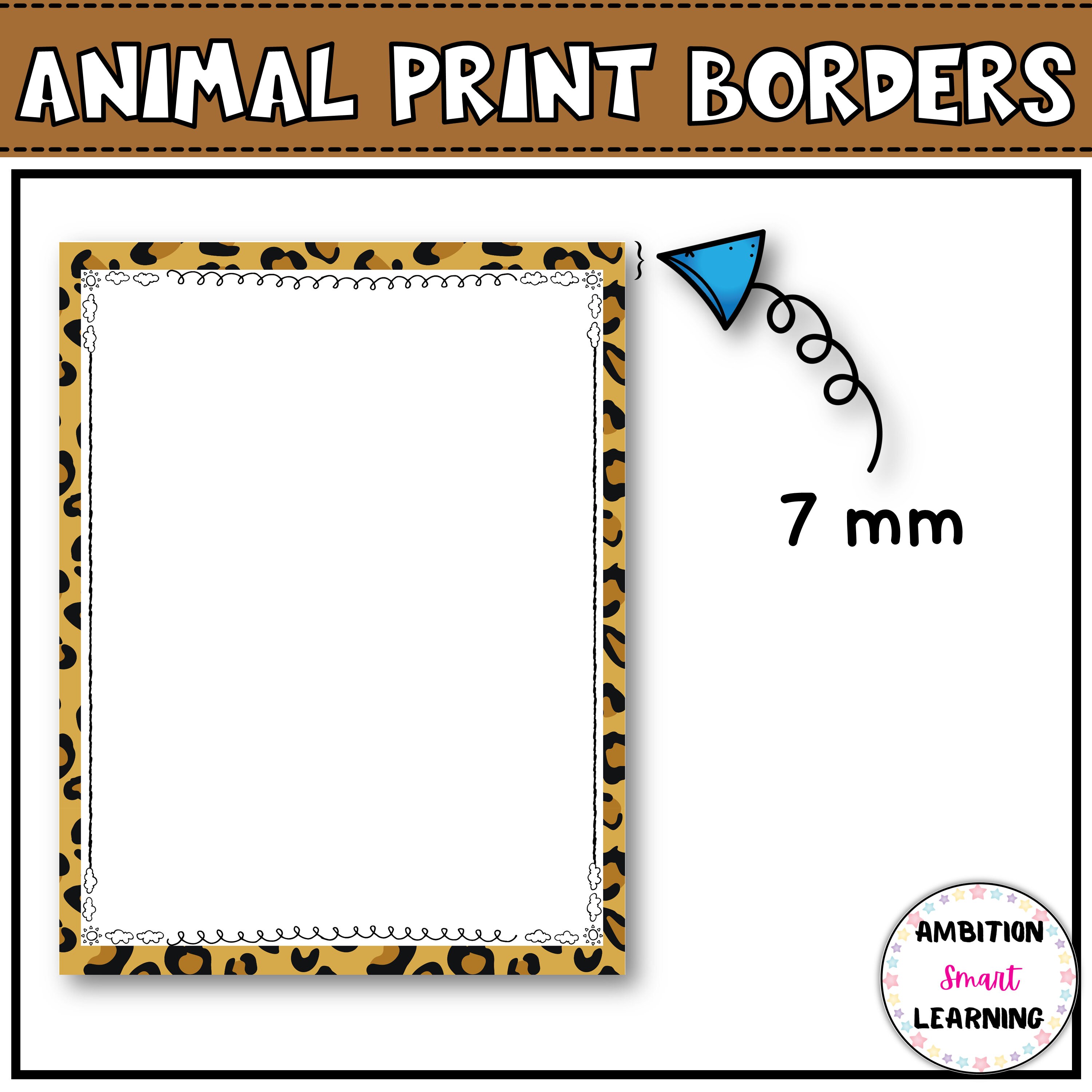 Jungle Safari Animal Print Border Clipart | Leopard and