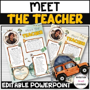 Meet the Teacher Templates EDITABLE, Camping Theme, Open House, Back To School, Watercolor, Teacher Letter, Classroom Decor