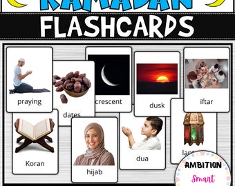 Ramadan FlashCards, Ramadan Vocabulary, Ramadan Activities, Real Photos, Ramadan kids Activities, Muslim Activity, Ramadan Cards