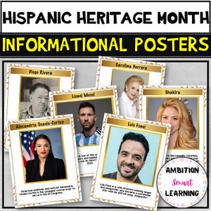 Hispanic Heritage Month Bulletin Board | Influential Hispanic and Latinx Posters |   Biography Posters | Classroom Decor Digital Download