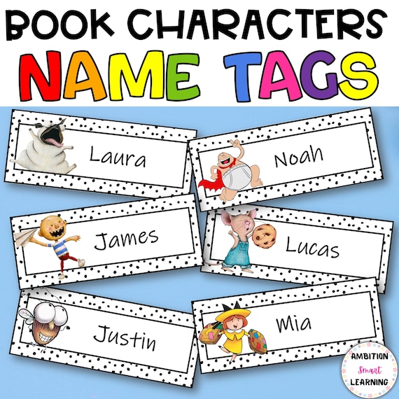 Book Characters Desk Name Tags Editable, Library Favorite Book Characters, Children’s Storybook Classroom, Library Decor, Student Names