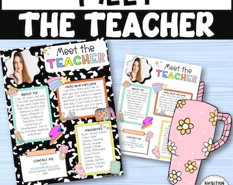 Composition Notebook Meet the Teacher Templates EDITABLE, Back To School, Teacher Classroom, Teacher Letter, Teacher Introduction Printable