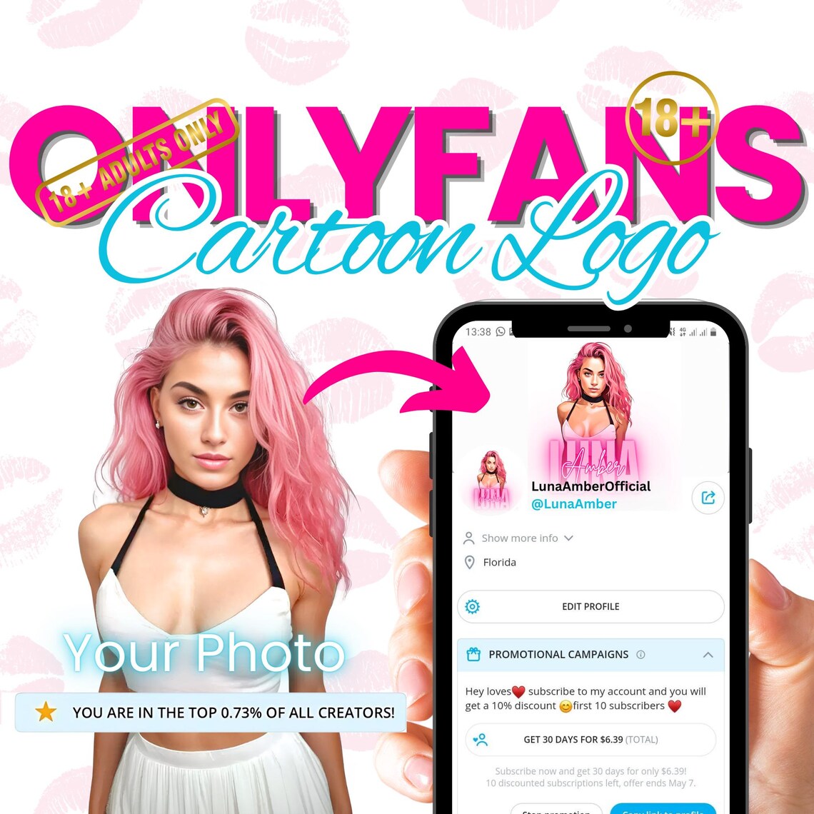 Onlyfans Cartoon Logo, Onlyfans Logo Custom, Onlyfans Marketing, Media