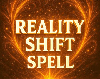 May include: An abstract digital art piece with a heart-shaped design in shades of orange and gold. The words "REALITY SHIFT SPELL" are displayed in a bold, 3D font, centered within the heart.