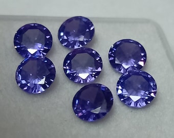 7 Pcs Certified Natural Sapphire Round cut Elegant Purple Sapphire Srilanka Origin Diamond Cut Faceted Loose Gemstone Jewelry making stone