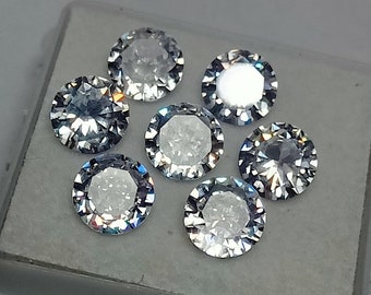 9 Pcs Certified Classic 5x5 mm Natural Sapphire Round Shape Royal Color White Sapphire Srilankan Origin Diamond Cut Certified Lot Gemstone