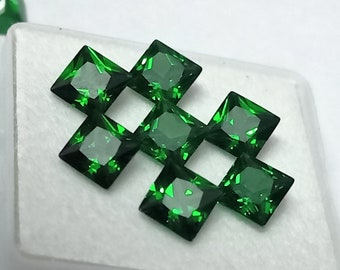 5 mm Natural Green Sapphire Square Shape Royal Color  Srilanka Origin Diamond Cut Certified Loose Gemstone