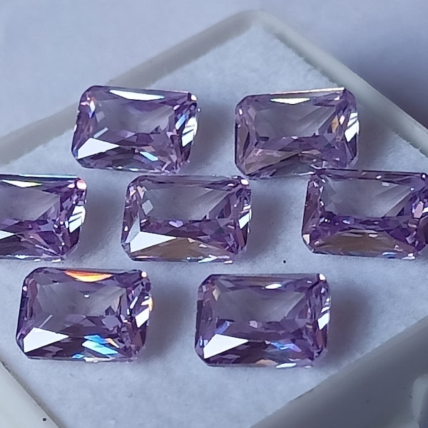 6 Pcs (1 Ct Each ) Certified Beautiful AAA+ Sapphire Emerald Shape Dilute Purple Sapphire Ring Size 7 x 5 MM Gemstone Lot  Christmas Gift