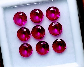 CERTIFIED 9 Pcs natural ruby Burma Round Shape Pink 5 x 5 MM red ruby earrings size Gemstone Lot For Jewellery Making Accessories raw ruby