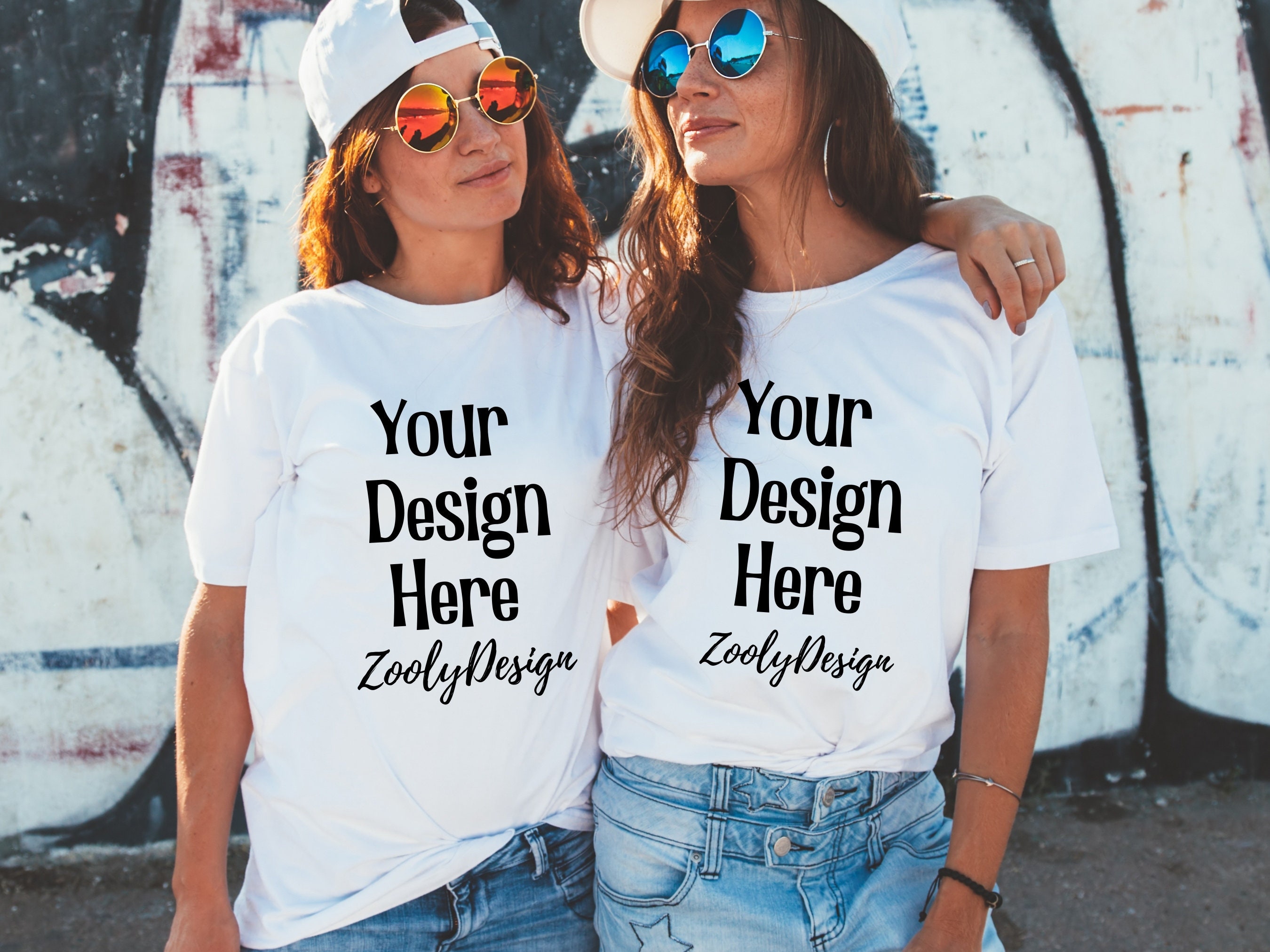 Modeled White Two Girl T-shirt Mockup Female T Shirt Mockup - Etsy