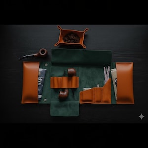 Tabak Pfeifenrolle Leder Muster, DIY Leder Rauchen Set PDF Vorlage, Lederhandwerk Muster für Anfänger, Pfeifenetui Muster, Digital Down
