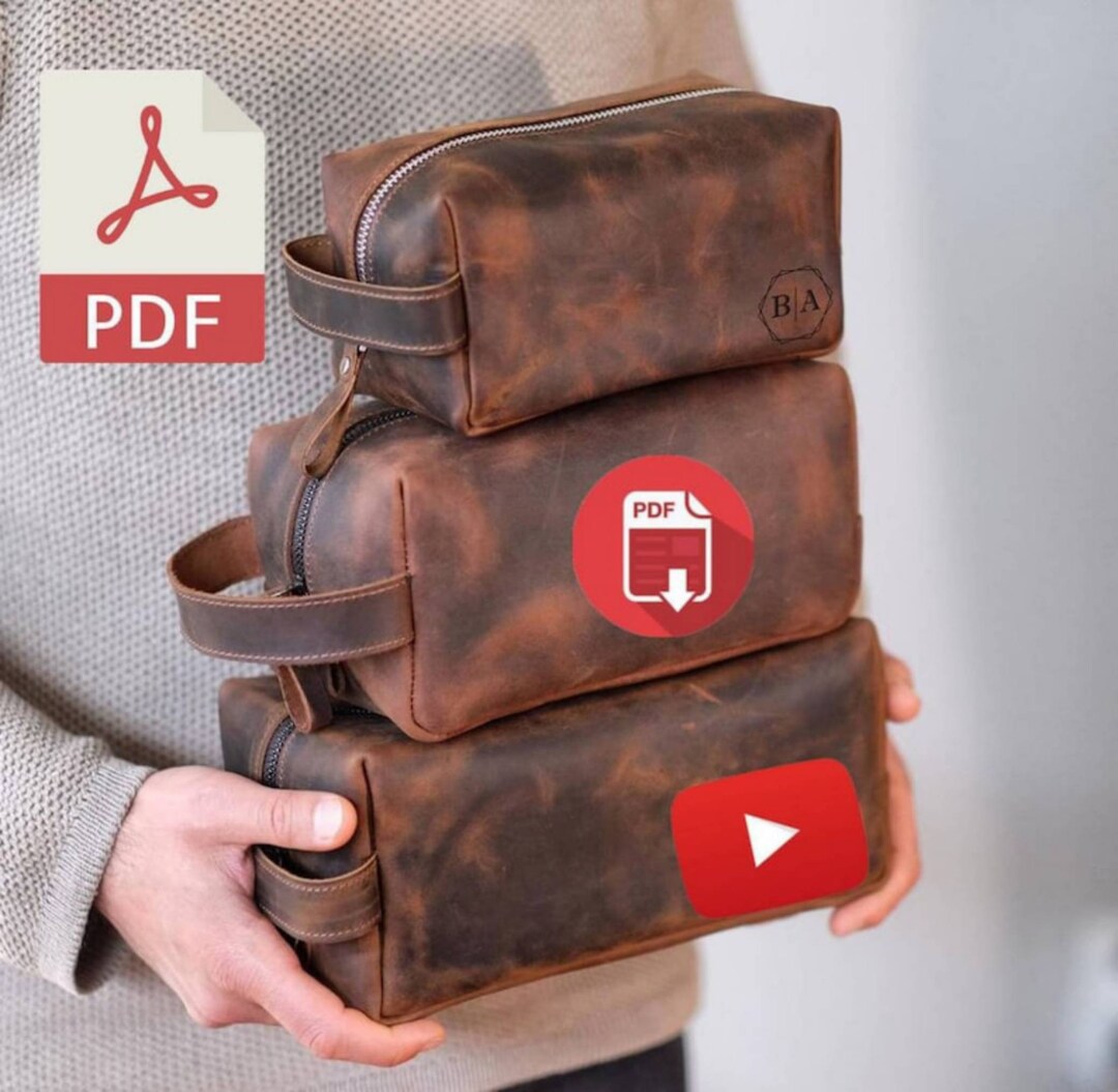 Leather Dopp Kit Pattern. Mens Leather Toiletry Bag, Mens Dopp Kit,mens ...