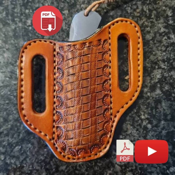 Template) pocketknife for belt | Leather wallet PDF pattern | x alox Pocket knife case